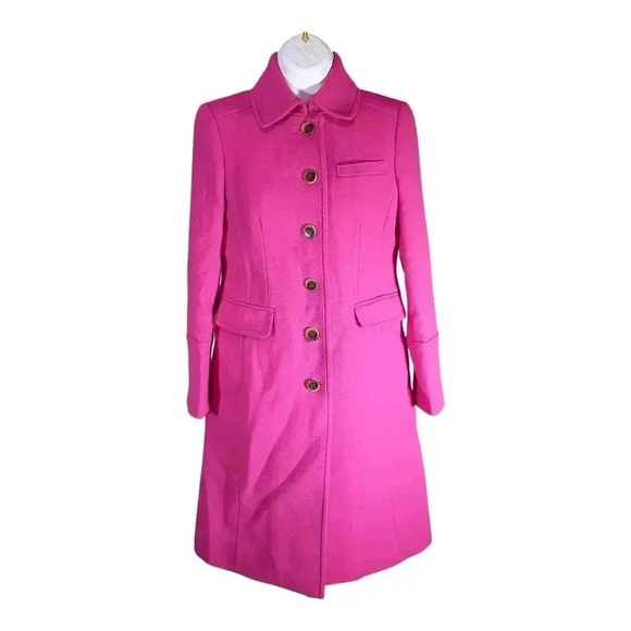 J. Crew Double Cloth Italian Wool Lady Day Coat Pink Fuchsia Thinsulate 2 Petite - Picture 3 of 7